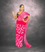 Pink Handcrafted Cotten Batik Saree with Modern Design - Image 3