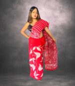 Classic Red Designer Batik Saree Handcrafted Cotten Batik Saree with Modern Design - Image 2