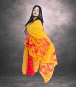 Vibrant Mustard Yellow Designer Batik Saree Handcrafted Cotten Batik Saree with Modern Design - Image 6