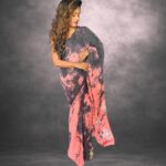 Grey & Peach Pink Handcrafted Cotten Batik Saree with Butterfly Design