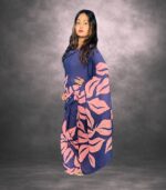 Trendy Blue & Blush Pink Designer Batik Saree Handcrafted Cotten Batik Saree with Modern Design - Image 3